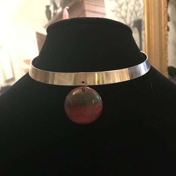 Slave Necklace Vintage Retro Mod 60s Silver Agate - Picture 4 of 7